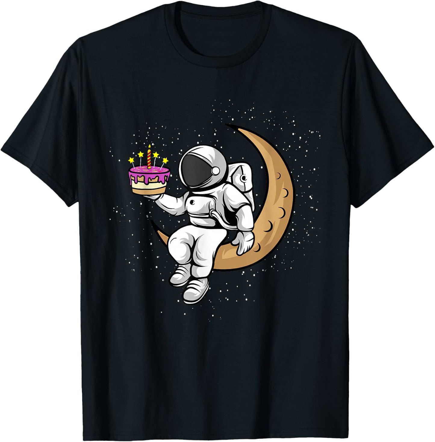 Birthday Cake Astronauts in Space - Astronaut has Birthday T-Shirt - T-Shirt | Black