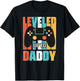 leveled up to daddy gamer gifts dad Fathers Day Gaming First T-Shirt - T-Shirt | Black