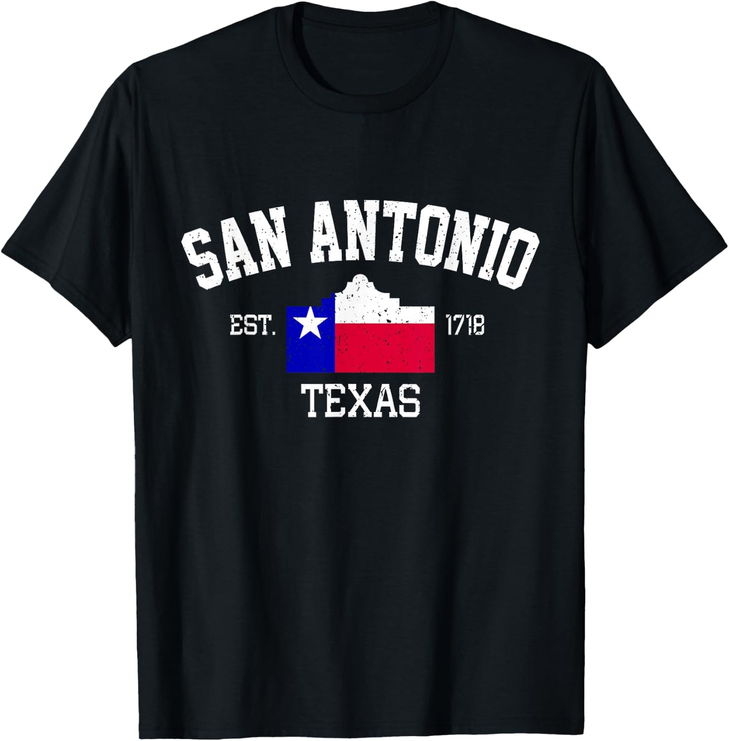 Vintage San Antonio The Alamo Texas Flag T-Shirt - T-Shirt | Black