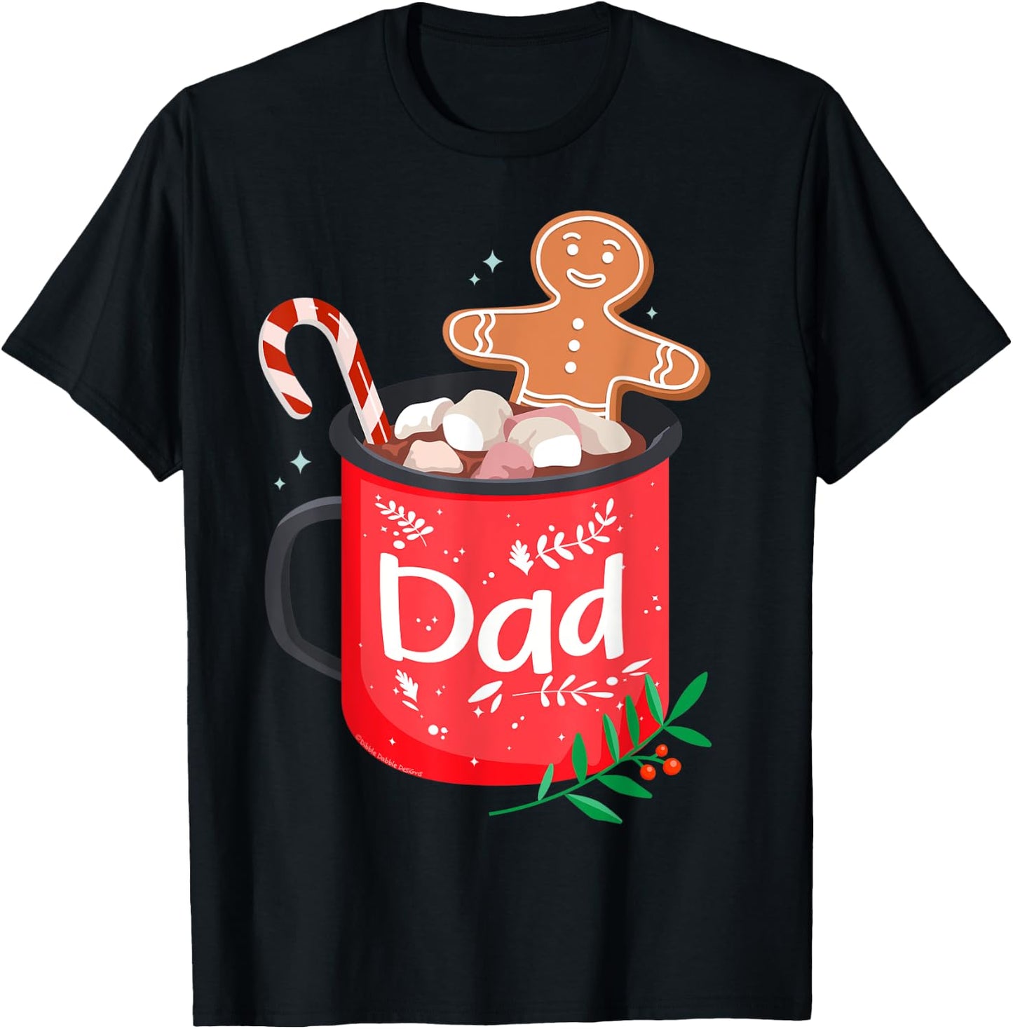 Christmas Matching Family Cocoa Mug with Candy Cane DAD T-Shirt - T-Shirt | Black