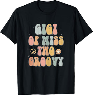 Gigi Grandma Two Groovy Second Birthday Retro 2nd Bday Party T-Shirt - T-Shirt | Black