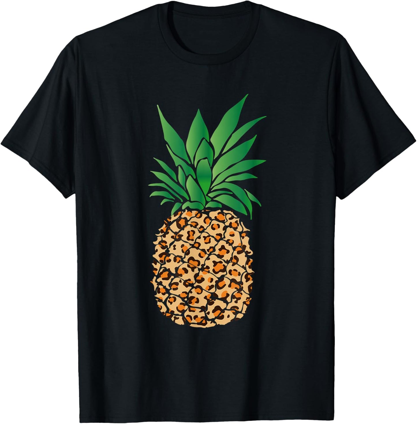 Cute Cheetah Print Pineapple Leopard Animal Lover Gift Shirt T-Shirt - T-Shirt | Black