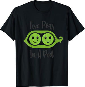 Two Peas In A Pod Funny Brother Sister Twins Matching T-Shirt - T-Shirt | Black