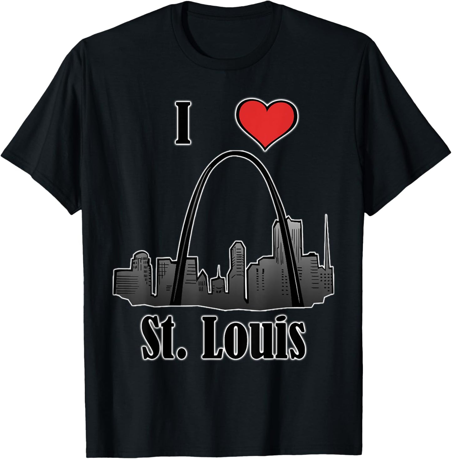 I Love St.Louis Souvenir Gateway Arch Skyline T-Shirt - T-Shirt | Black