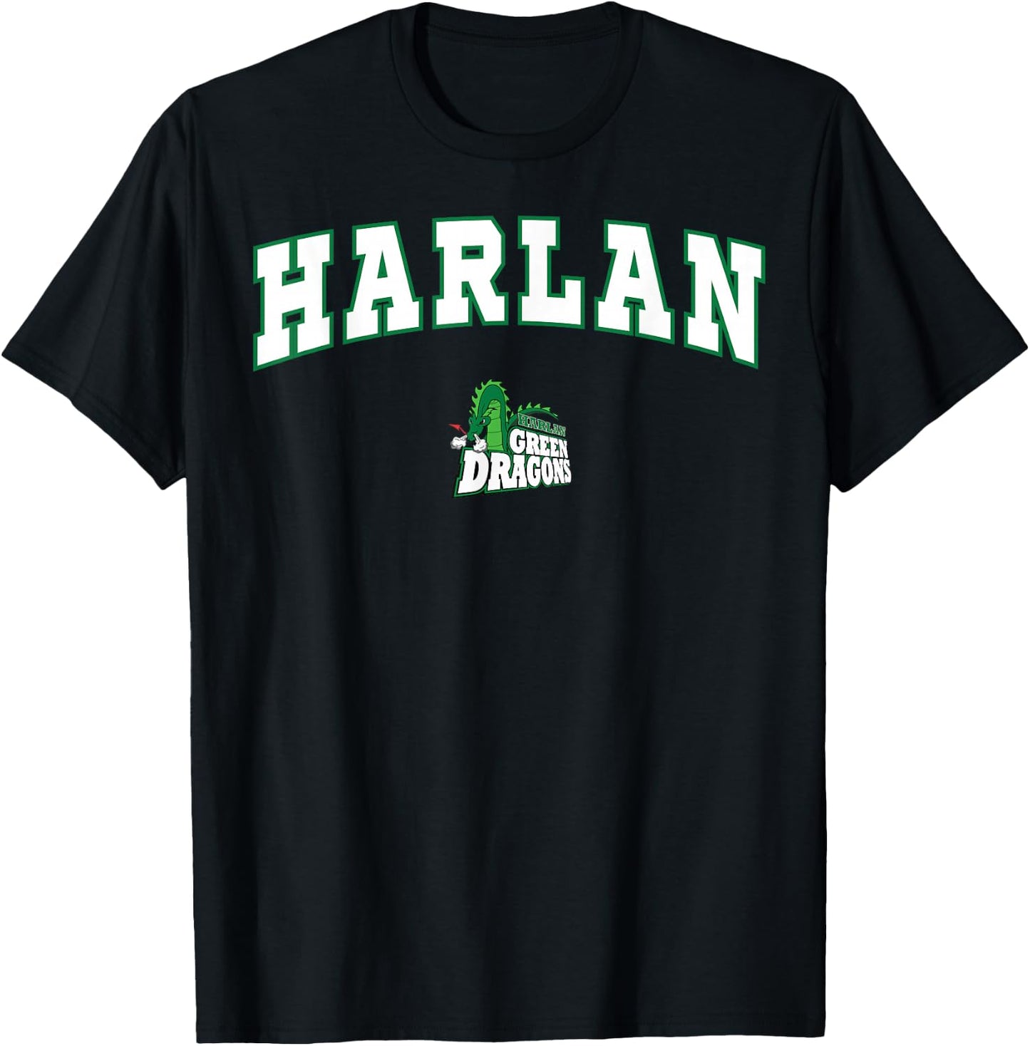Harlan High School Green Dragons C2 T-Shirt - T-Shirt | Black