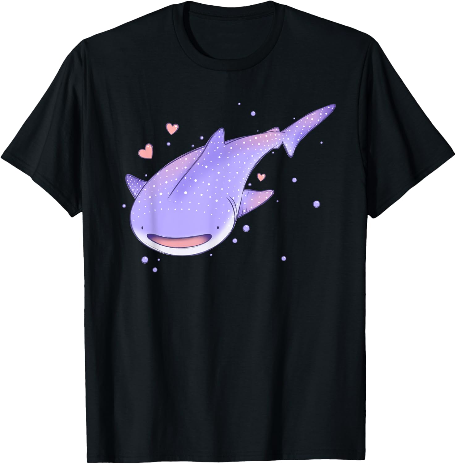 Cute Kawaii Pastel Whale Shark Sea Creature T-Shirt - T-Shirt | Black