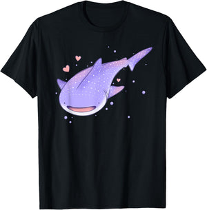 Cute Kawaii Pastel Whale Shark Sea Creature T-Shirt - T-Shirt | Black