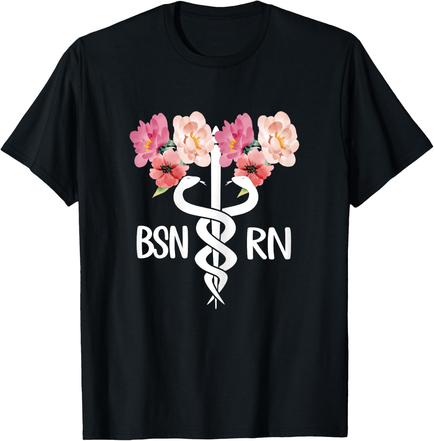 BSN RN Caduceus | Bachelor Of Science In Nursing Student T-Shirt - T-Shirt | Black
