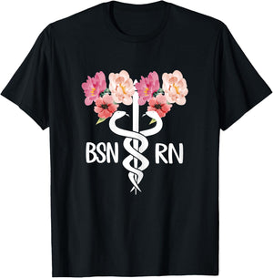 BSN RN Caduceus | Bachelor Of Science In Nursing Student T-Shirt - T-Shirt | Black