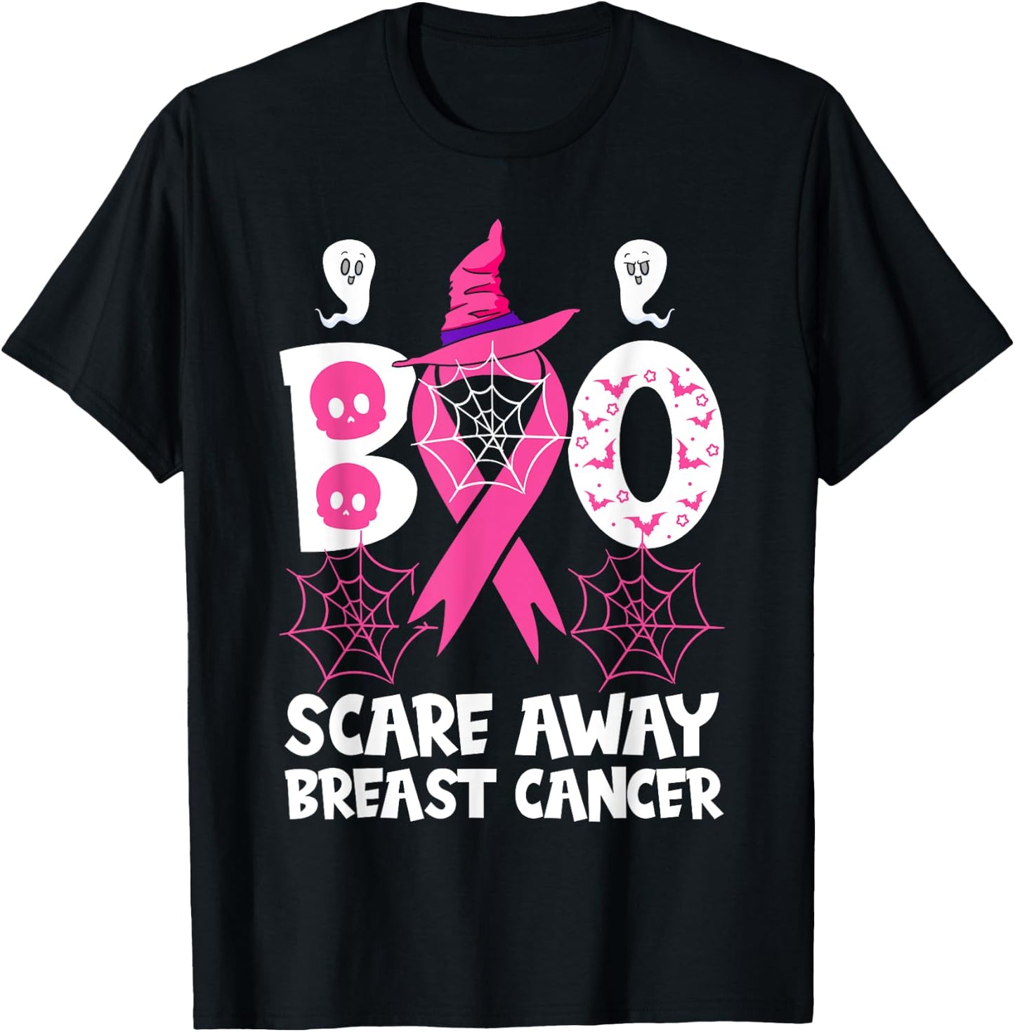 Breast Cancer Halloween Party Pink Ribbon Witch Survivor T-Shirt - T-Shirt | Black
