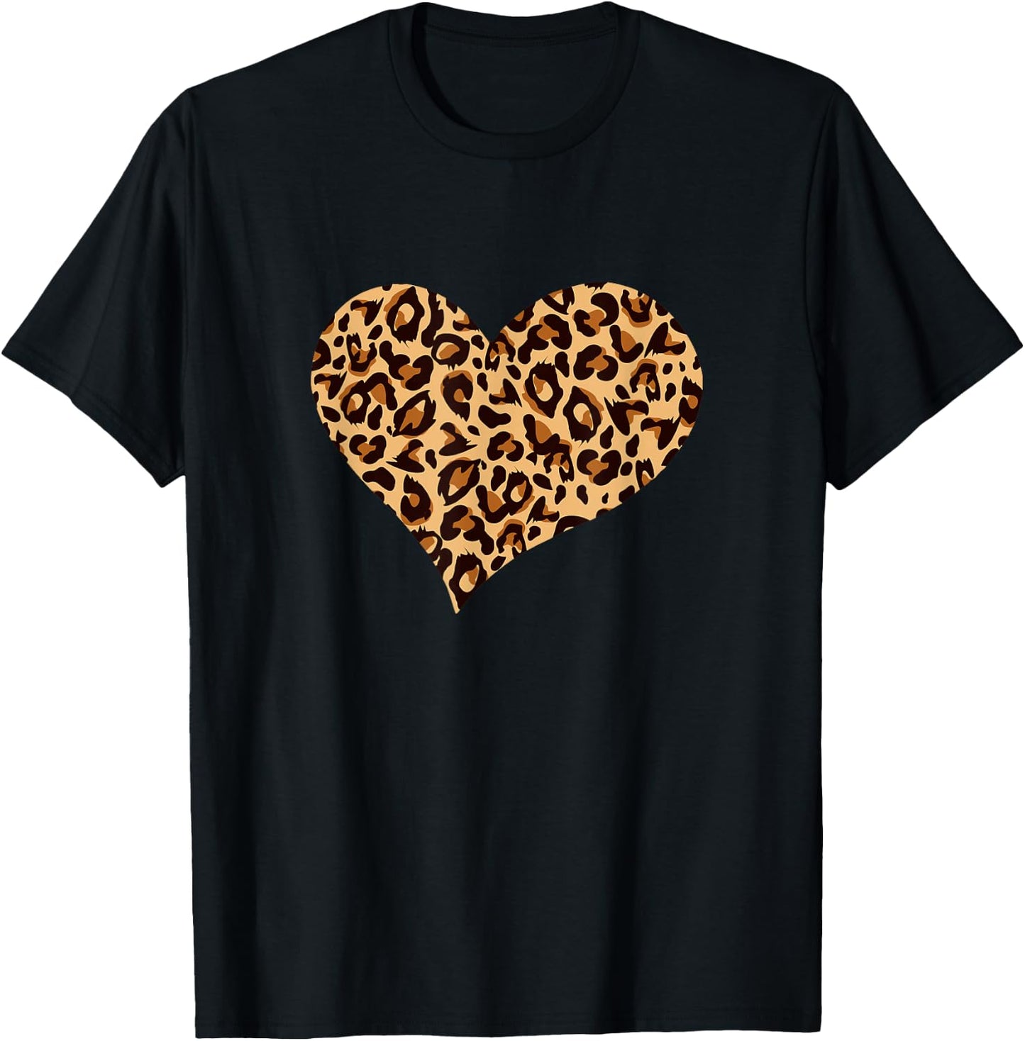 Cute Cheetah Leopard Print Heart T-Shirt - T-Shirt | Black