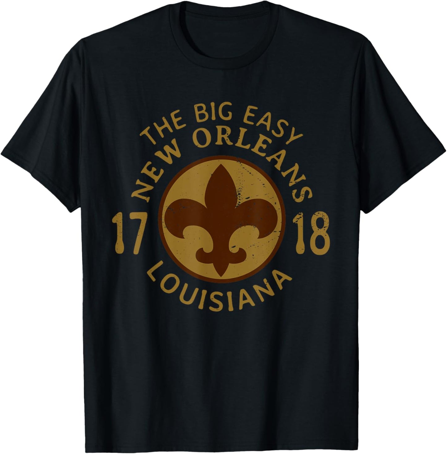 New Orleans Louisiana The Big Easy Fleur De Lis Souvenir T-Shirt - T-Shirt | Black