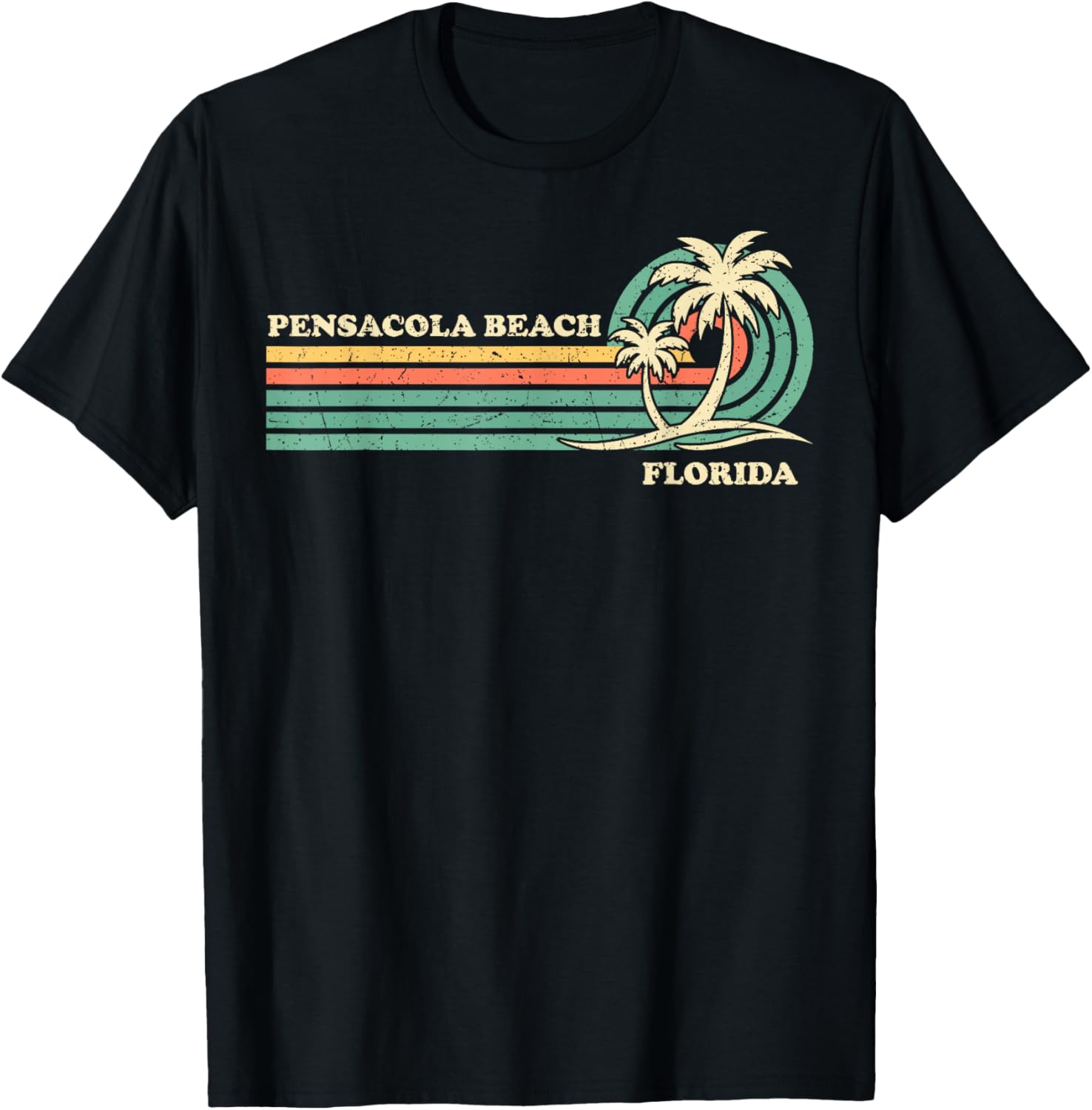 Vintage Retro Summer Vacation Florida Pensacola Beach T-Shirt - T-Shirt | Black