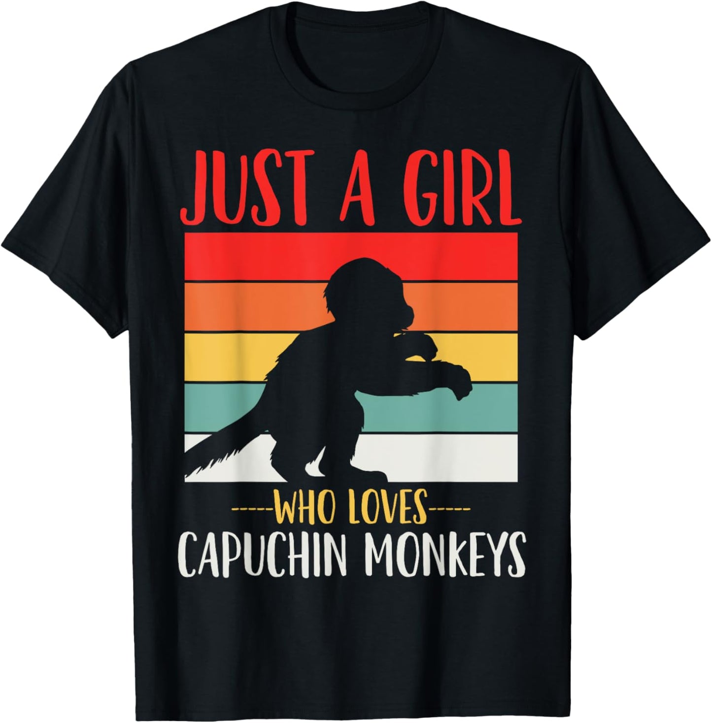 Just a Girl Who Loves Capuchin Monkeys Retro T-Shirt - T-Shirt | Black