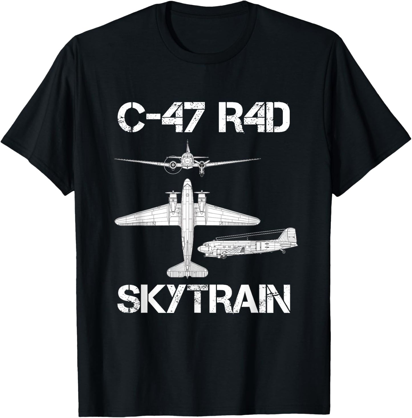 C-47 R4D Skytrain Transport Plane Aircraft WW2 Airplane T-Shirt - T-Shirt | Black
