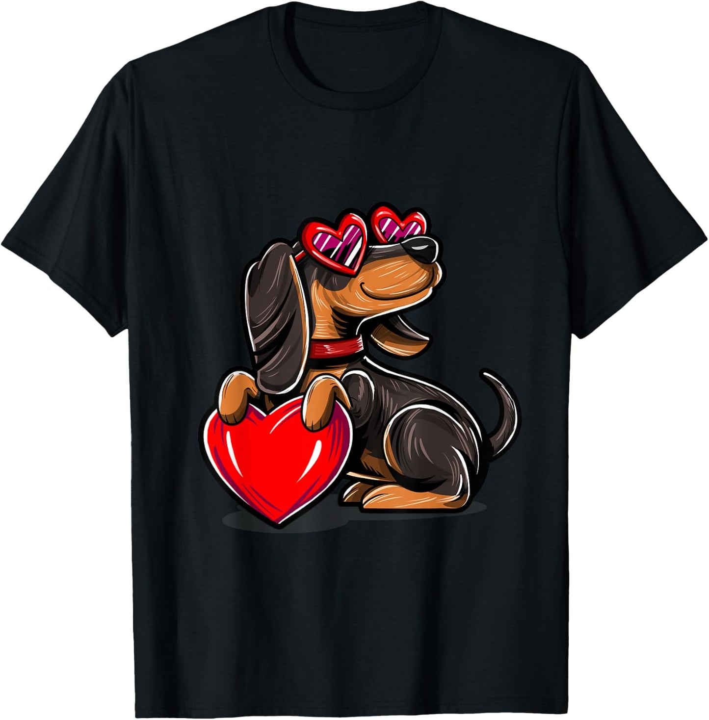 Dachshund valentine dog valentines day T-Shirt - T-Shirt | Black