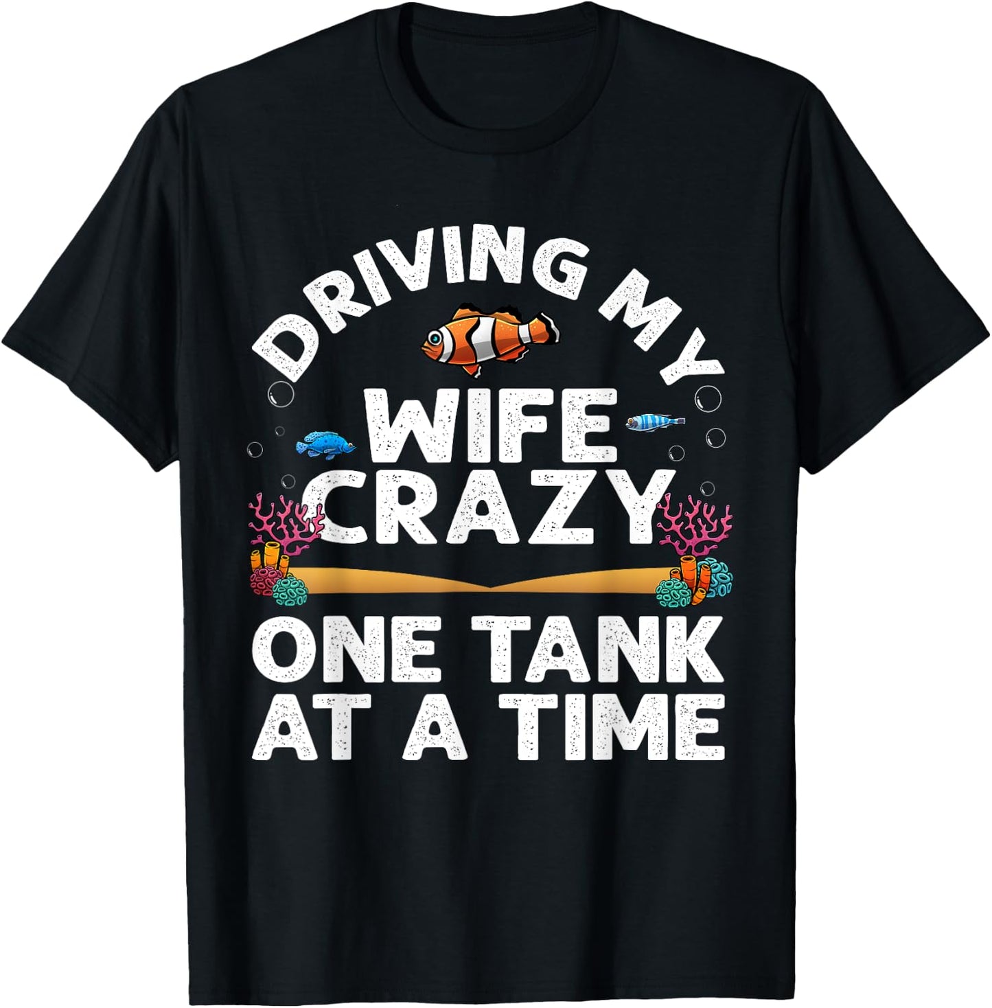 Funny Aquarium Designs Men Dad Husband Fish Tank Fishkeeping T-Shirt - T-Shirt | Black