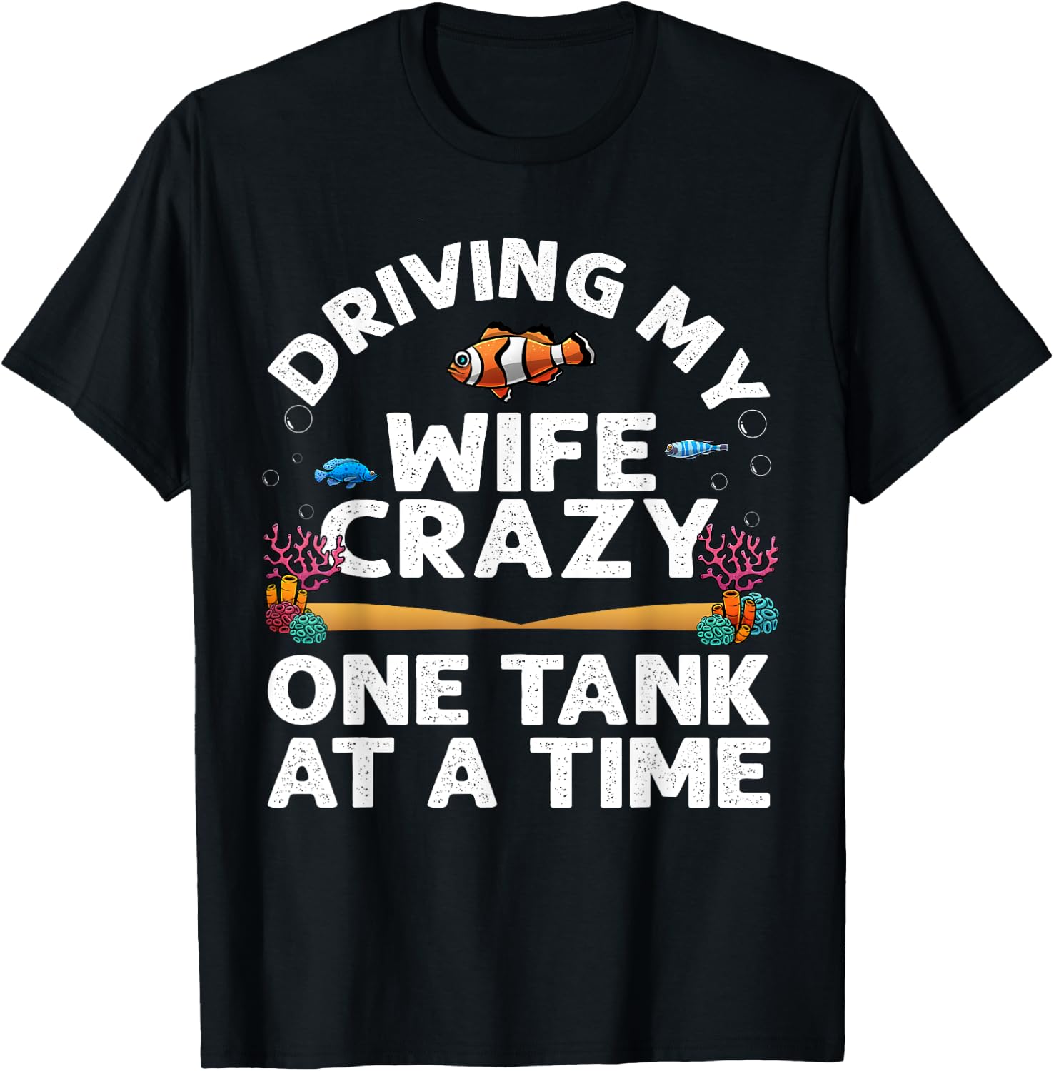 Funny Aquarium Designs Men Dad Husband Fish Tank Fishkeeping T-Shirt - T-Shirt | Black