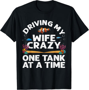 Funny Aquarium Designs Men Dad Husband Fish Tank Fishkeeping T-Shirt - T-Shirt | Black
