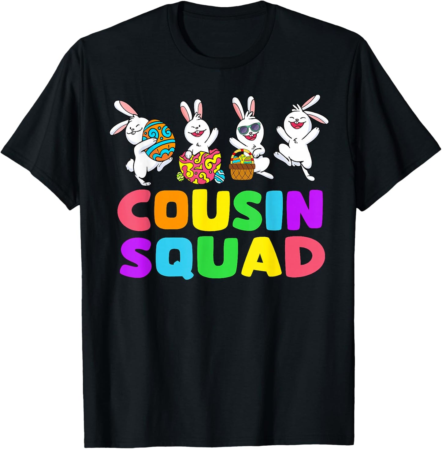 Easter Cousin Crew Squad Boys Cute Rabbits Easter Bunny Eggs T-Shirt - T-Shirt | Black