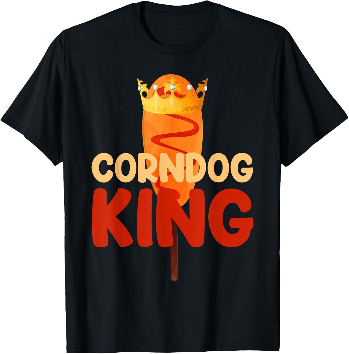 Corn Dog King Funny Corndog Hot Dog Sausage Stick men kids T-Shirt - T-Shirt | Black