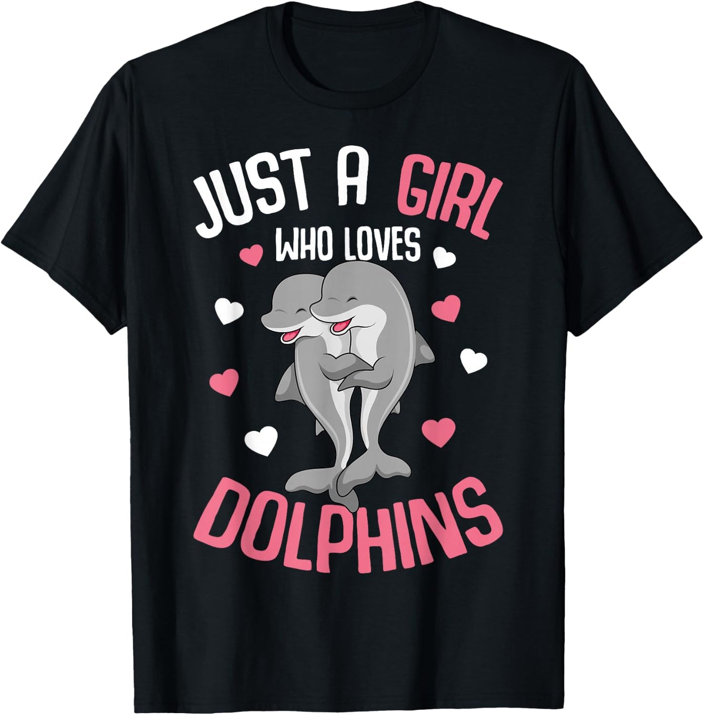 Just A Girl Who Loves Dolphins Kids Girls Dolphin T-Shirt - T-Shirt | Black