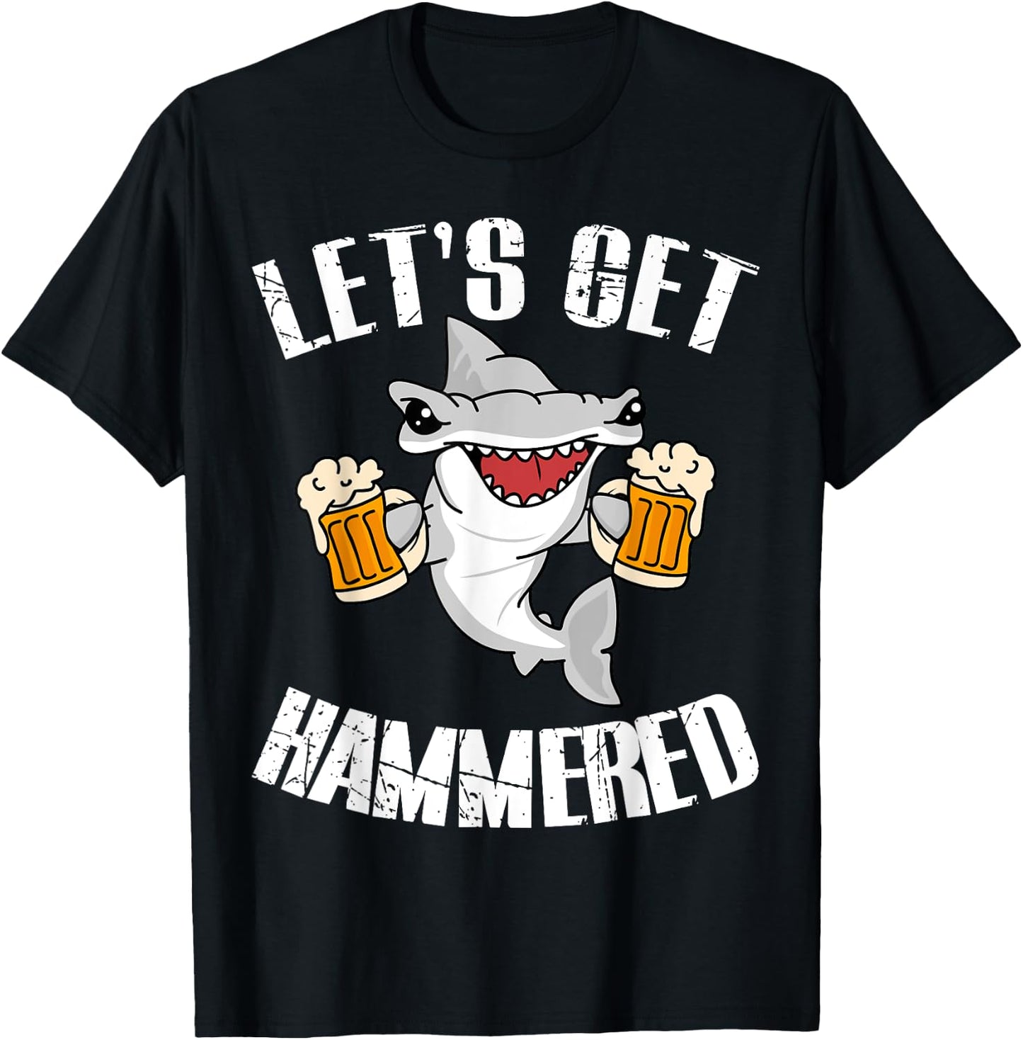 Let's Get Hammered Hammerhead Shark Beer Shirt T-Shirt - T-Shirt | Black