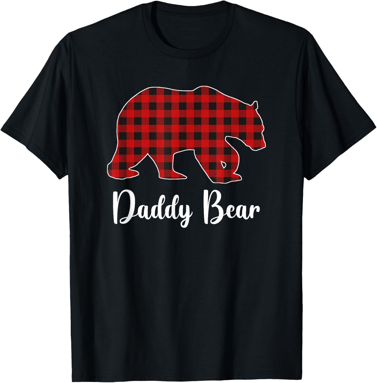 Red Plaid Bear Christmas Pajama Daddy Matching Family Dad T-Shirt - T-Shirt | Black