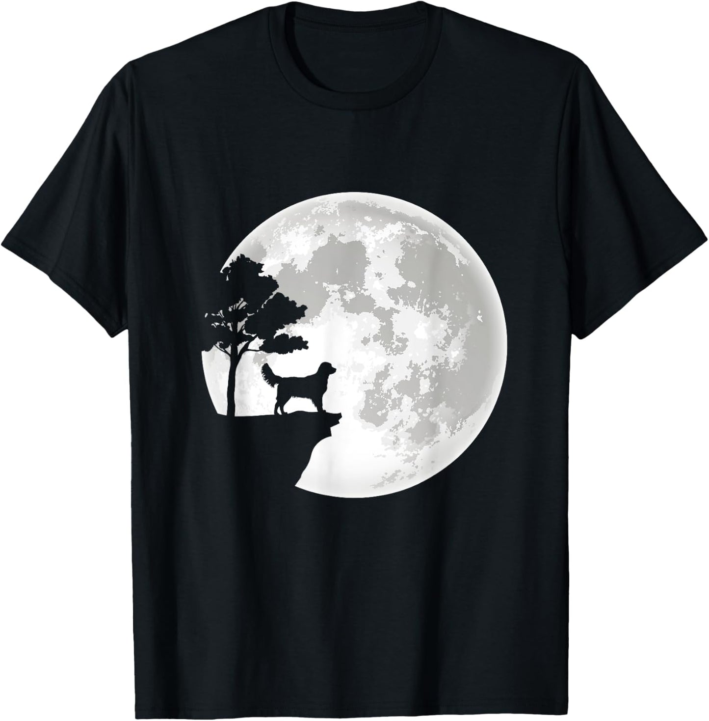 Golden Retriever Moon Halloween Costume Apparel T-Shirt - T-Shirt | Black