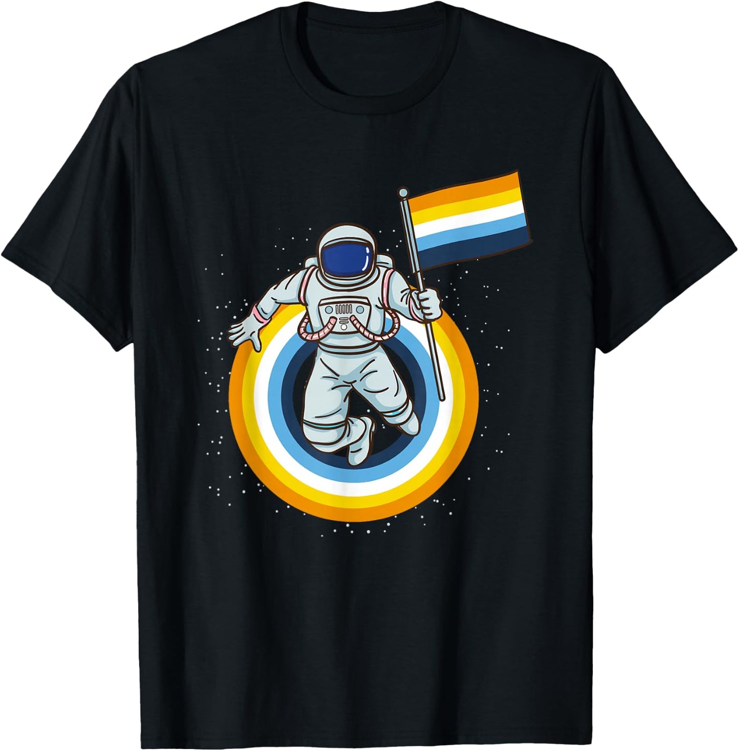 Astronaut Aroace Pride Flag T-Shirt - T-Shirt | Black