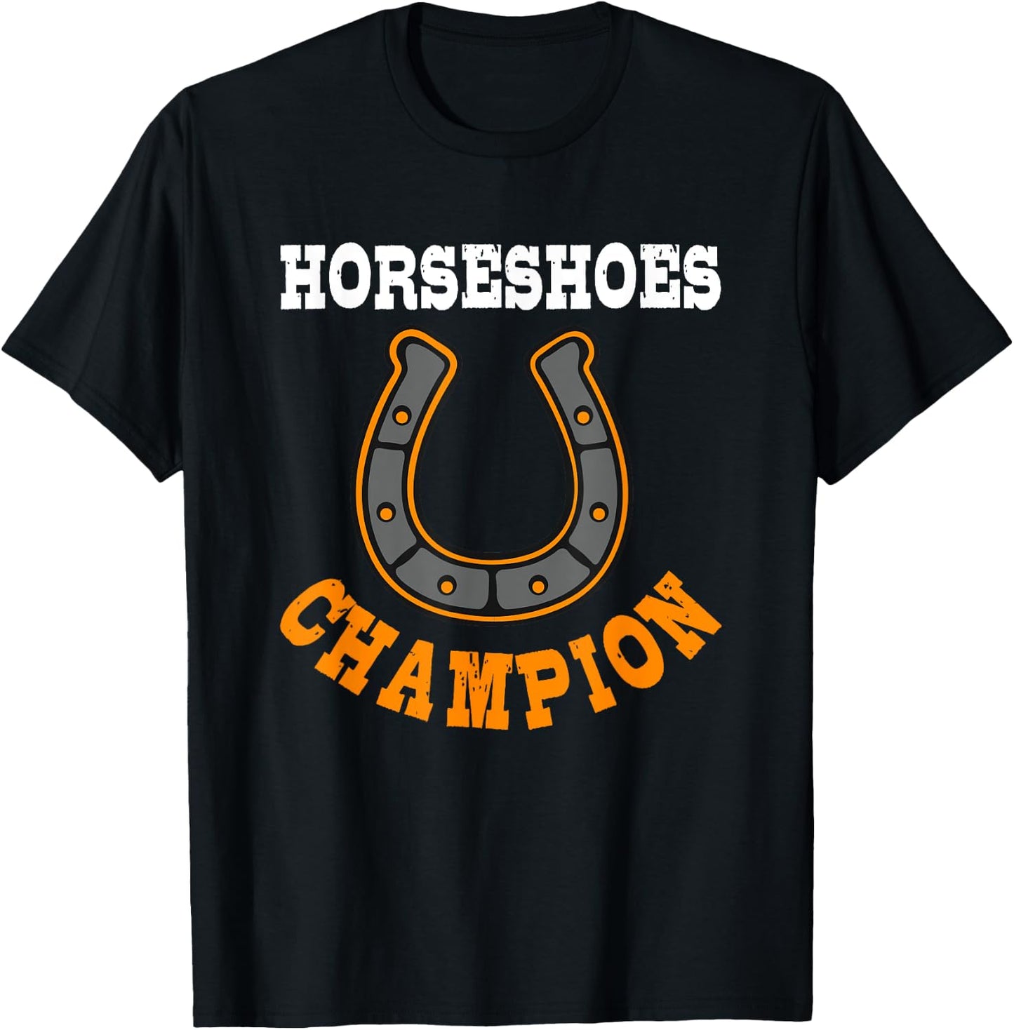 Horseshoes Champion Pitching Horse Lover Ferrier T-Shirt - T-Shirt | Black