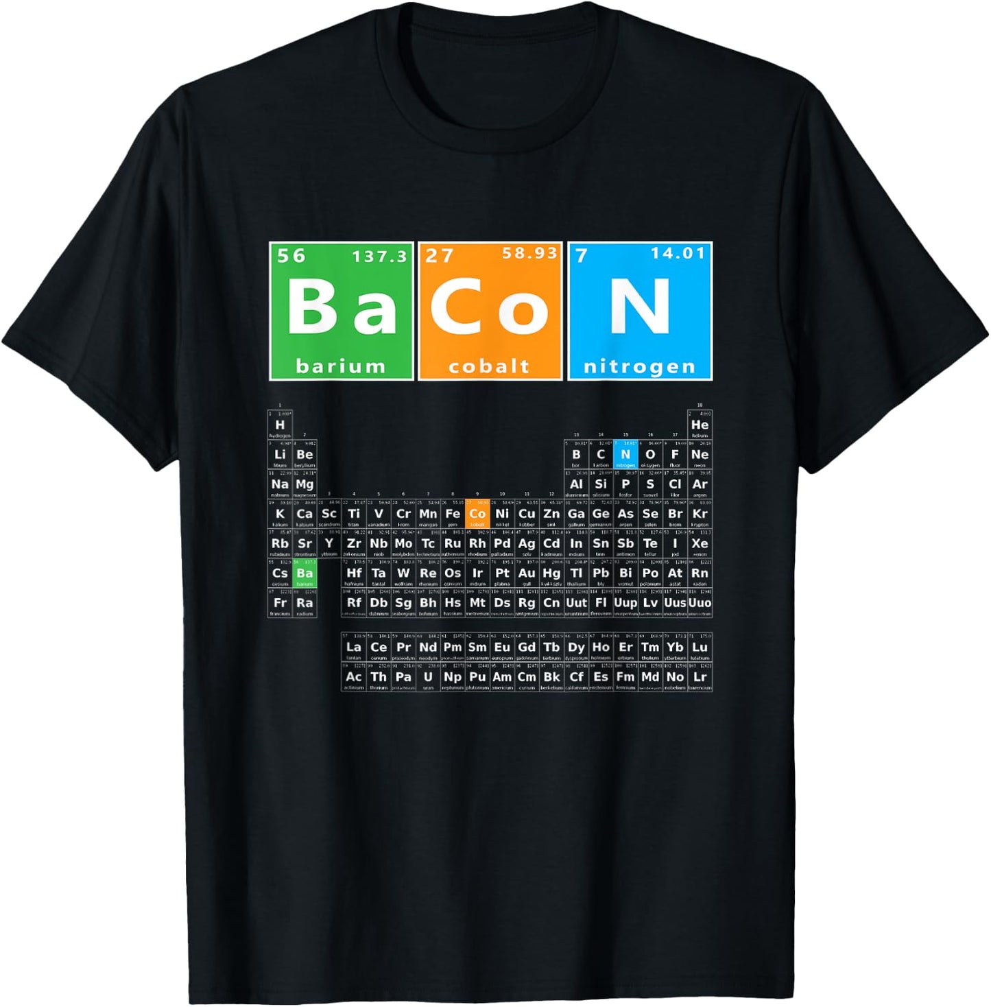 Bacon Periodic Table Funny Bacon Chemistry Element Meme Keto T-Shirt - T-Shirt | Black