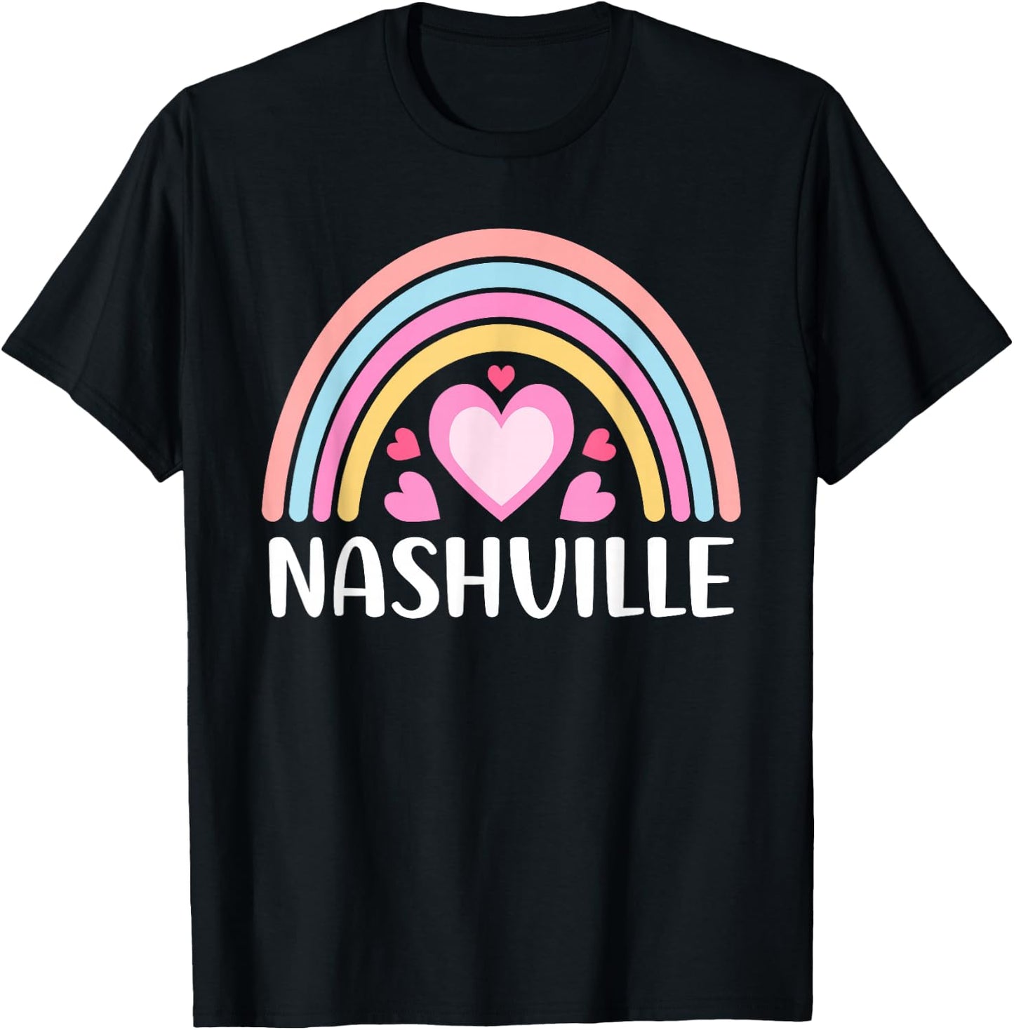 Nashville Nashville Rainbow Cute Nashville T-Shirt - T-Shirt | Black