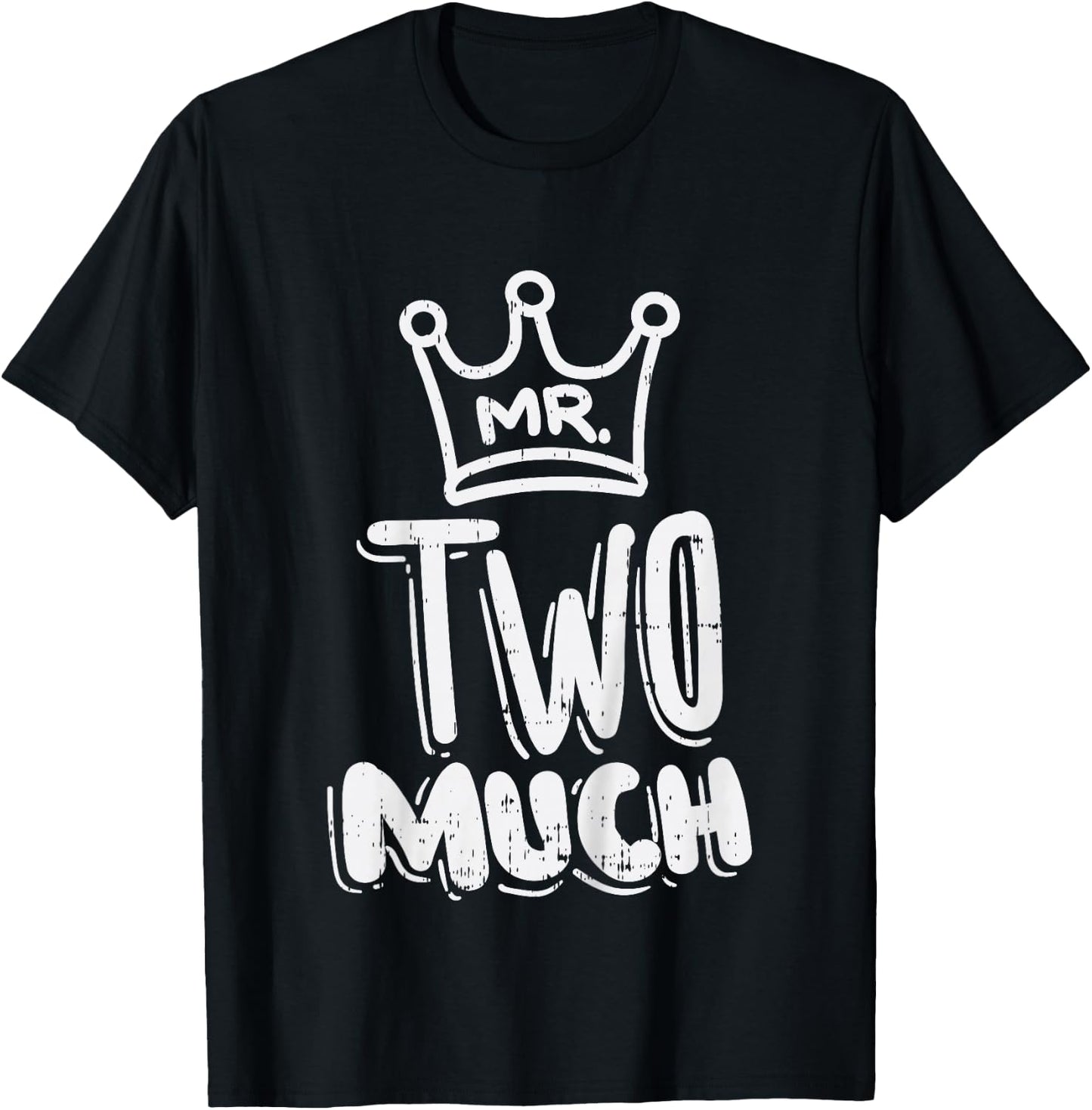Kids Mr Two Much Fun Second 2nd Birthday Party Toddler Boys Gift T-Shirt - T-Shirt | Black