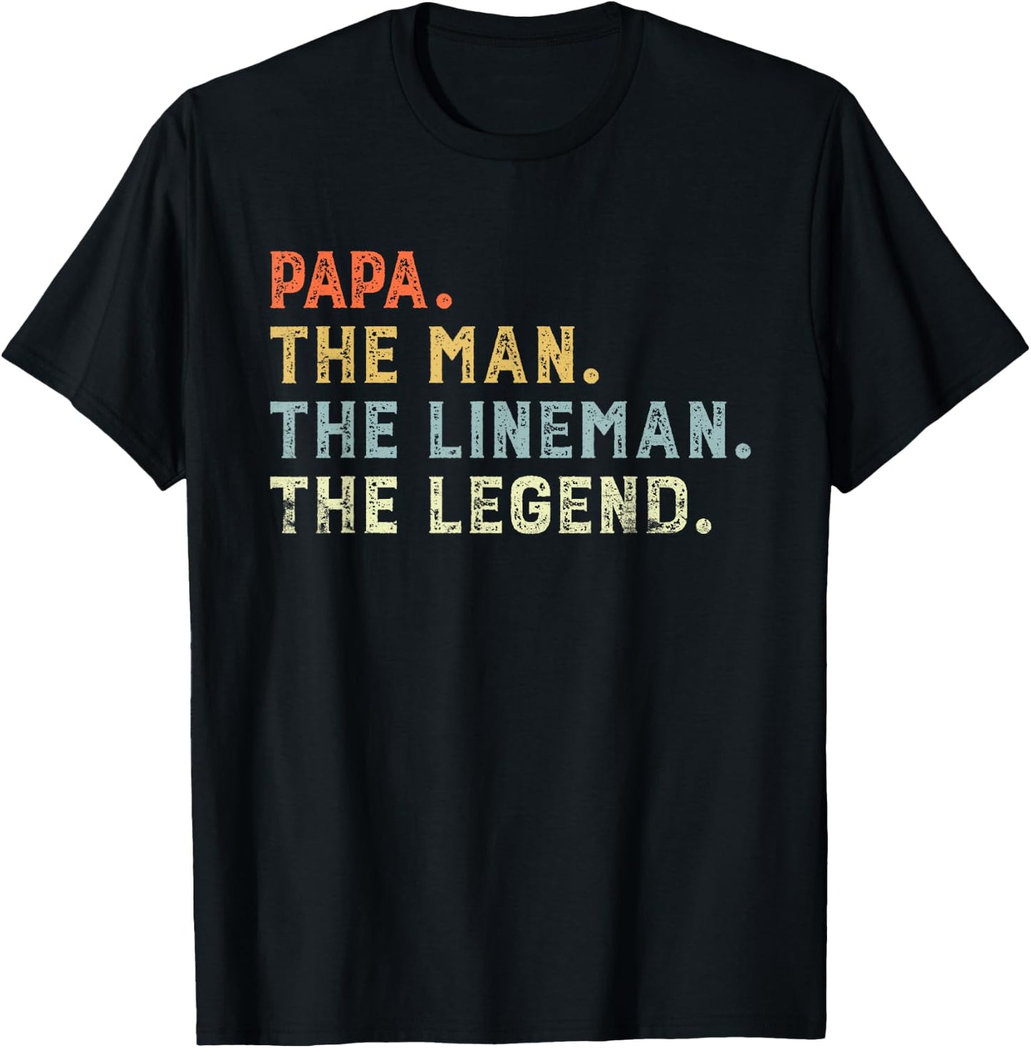 Retro style PAPA The Man lineman Legend Father day Lineman T-Shirt - T-Shirt | Black