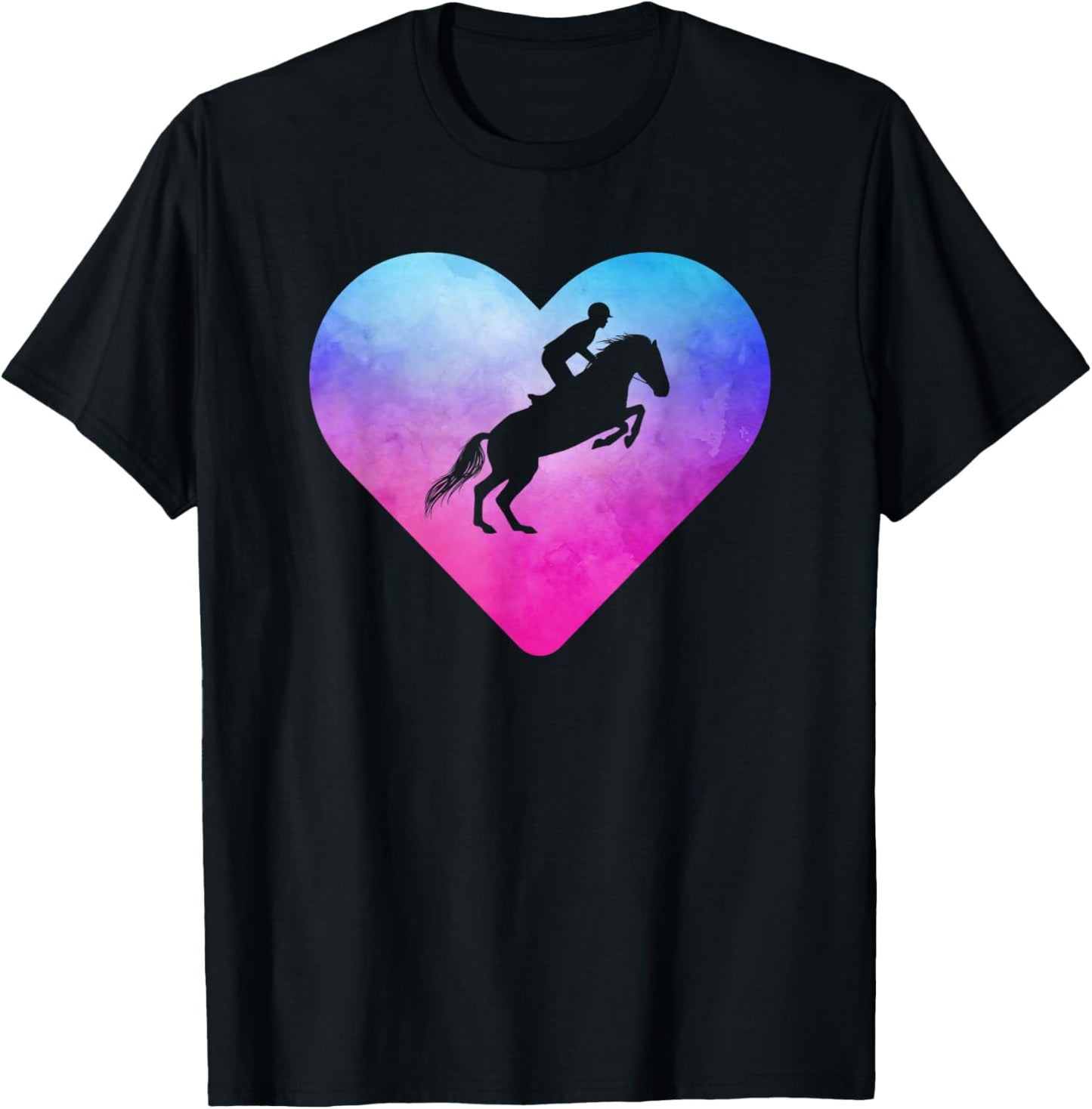 Women or Girls Show Jumping Horse T-Shirt - T-Shirt | Black