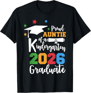 Proud Auntie of A Kindergarten Class of 2025 Graduate Grad T-Shirt - T-Shirt | Black