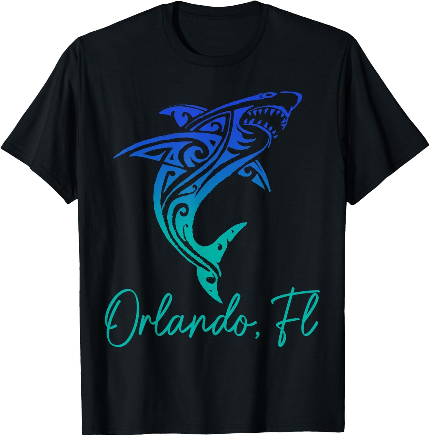 Orlando FL Shark Scuba Diving Surfer Surf Florida Surf T-Shirt - T-Shirt | Black