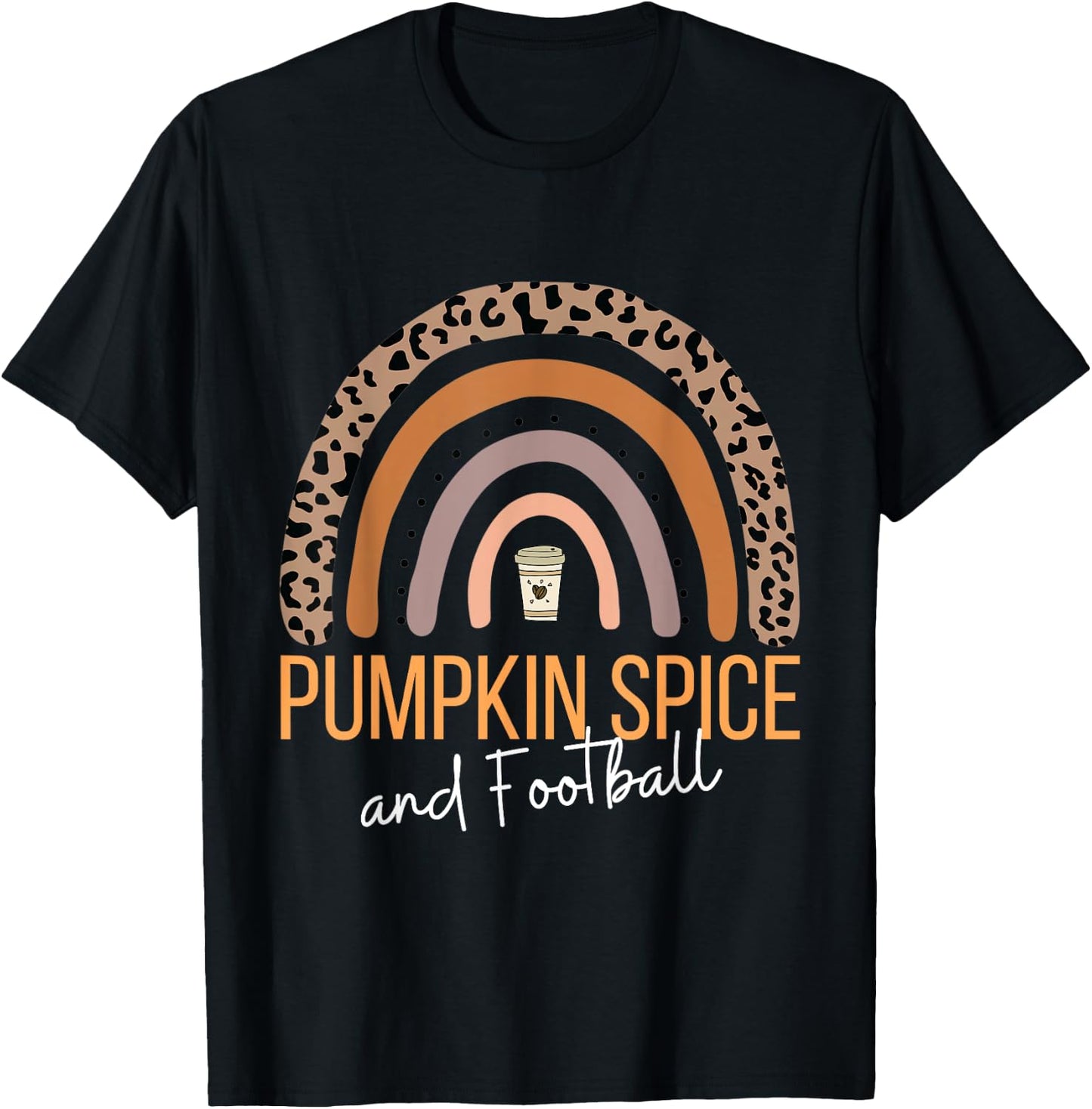 Pumpkin Spice and Football Boho Fall T-Shirt - T-Shirt | Black