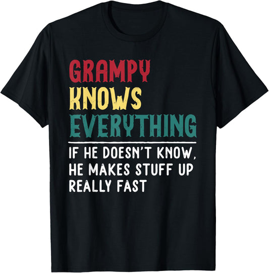 Grampy Know Everything Fathers Day for funny grandpa Grampy T-Shirt - T-Shirt | Black