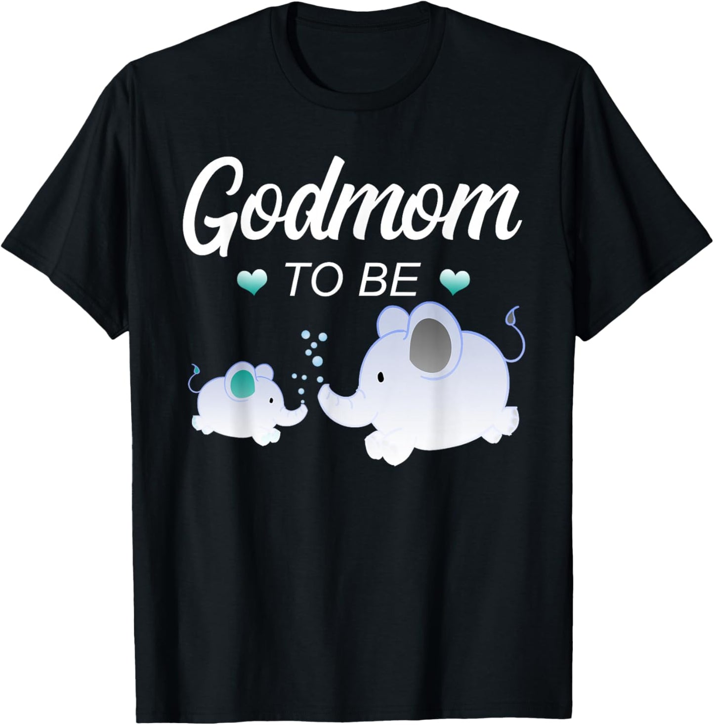 Godmom To Be Elephant Baby Shower For Boy T-Shirt - T-Shirt | Black