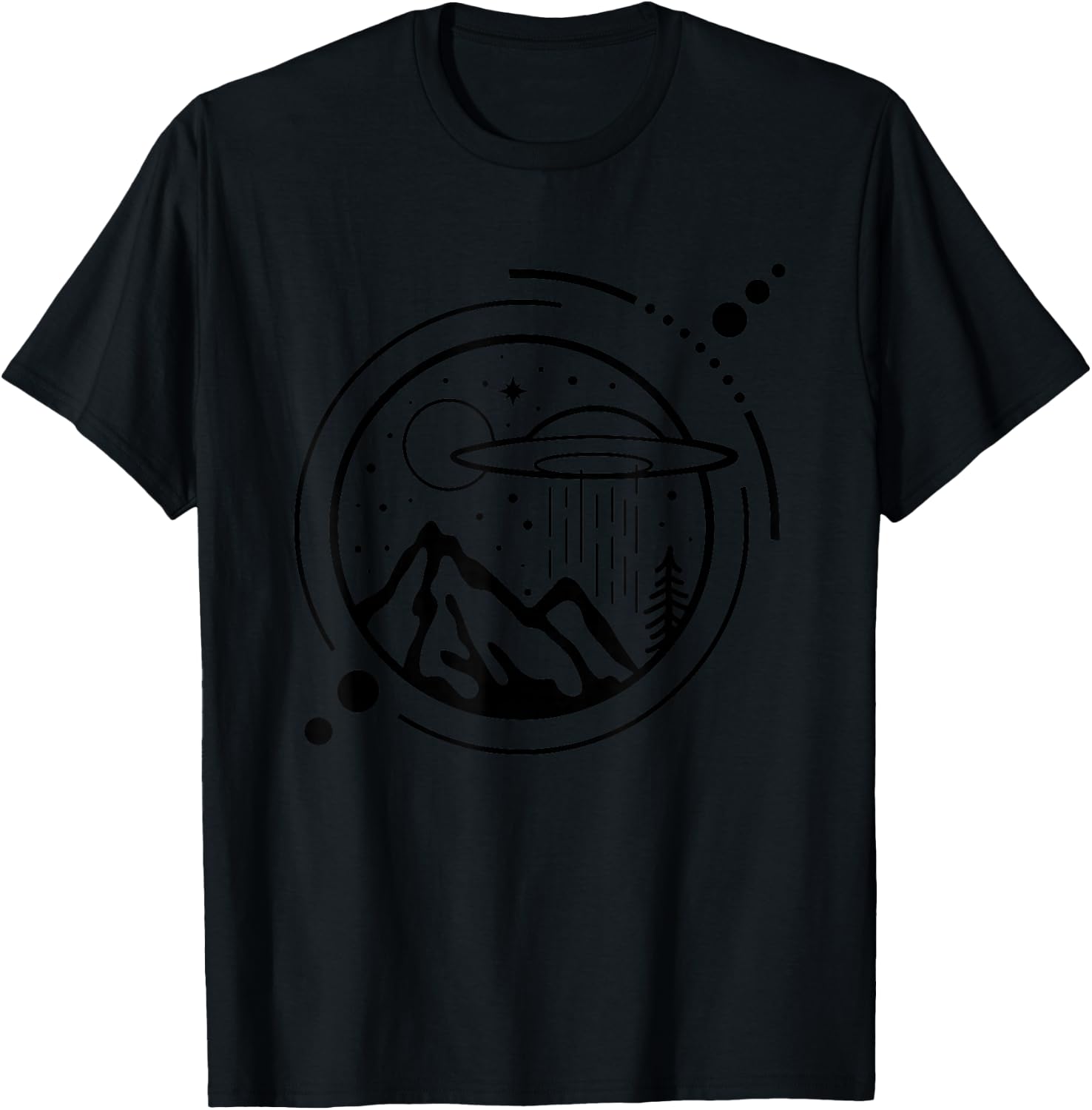 Simple Area 51 Minimal UFO Tattoo Line Art UFO T-Shirt - T-Shirt | Black
