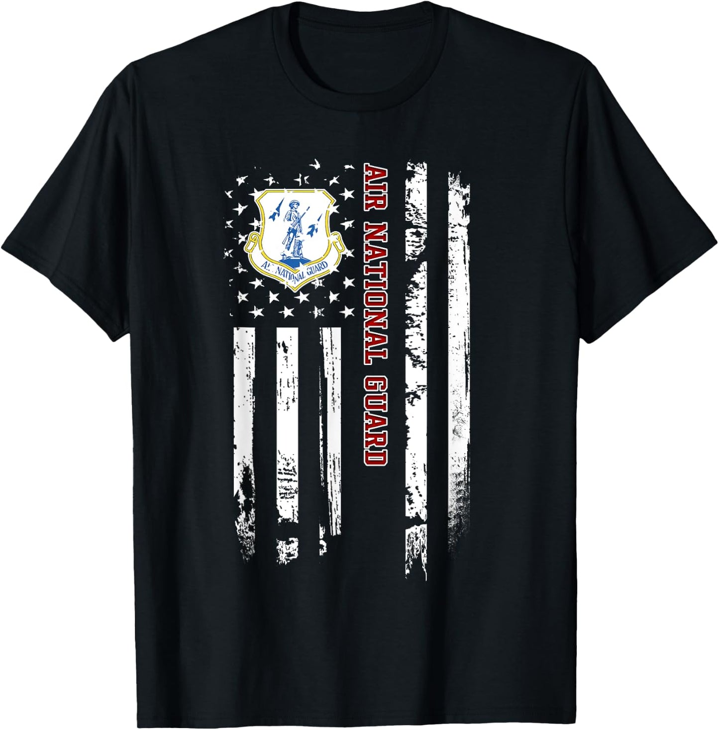 Air National Guard Veteran USA Flag Veterans Day Christmas T-Shirt - T-Shirt | Black