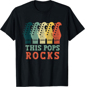 This Pops Rocks Guitar Vintage Fathers Day Retro Music Lover T-Shirt - T-Shirt | Black
