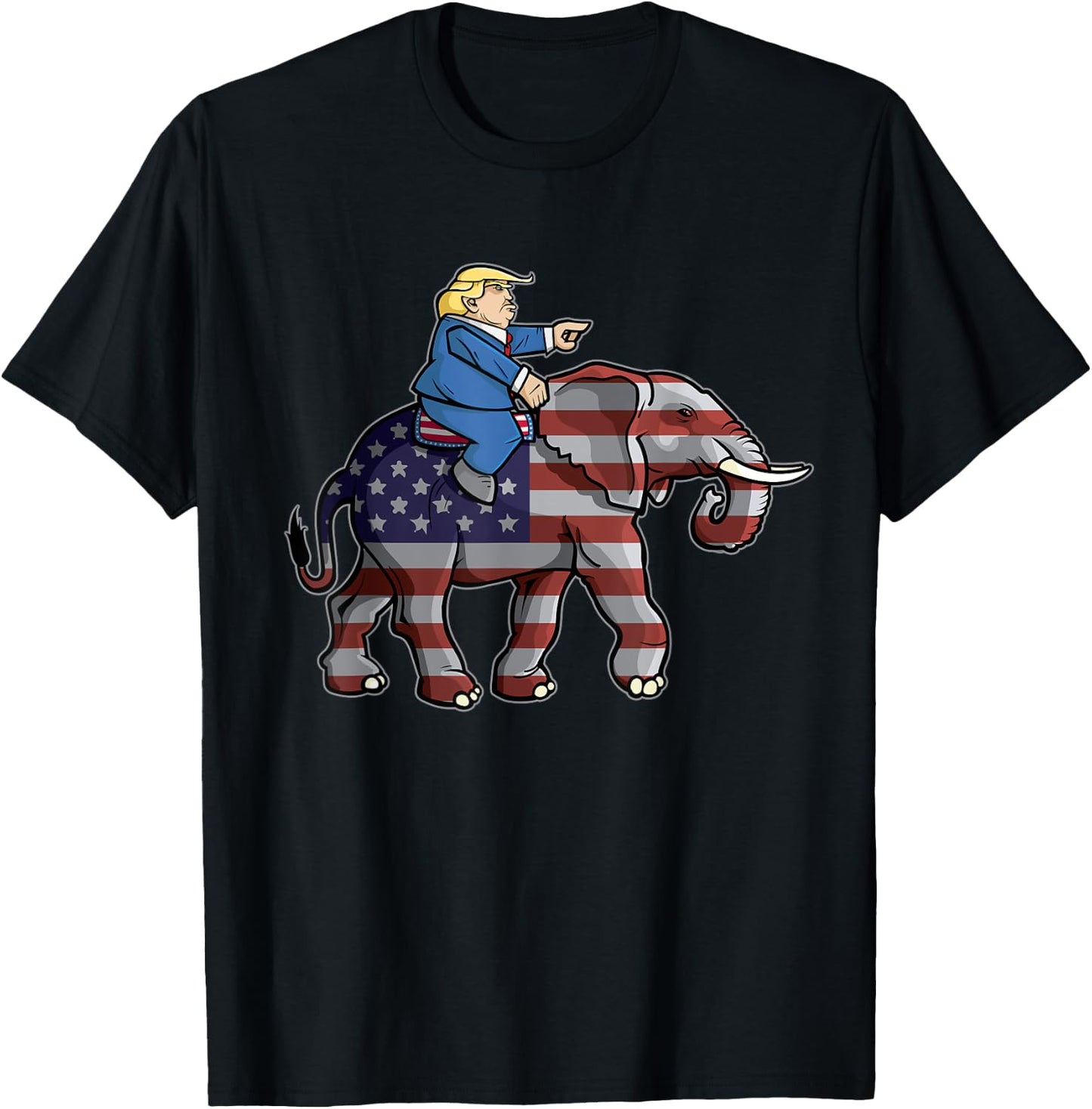 Donald Trump Riding Elephant Republicans Shirt Gift T-Shirt - T-Shirt | Black