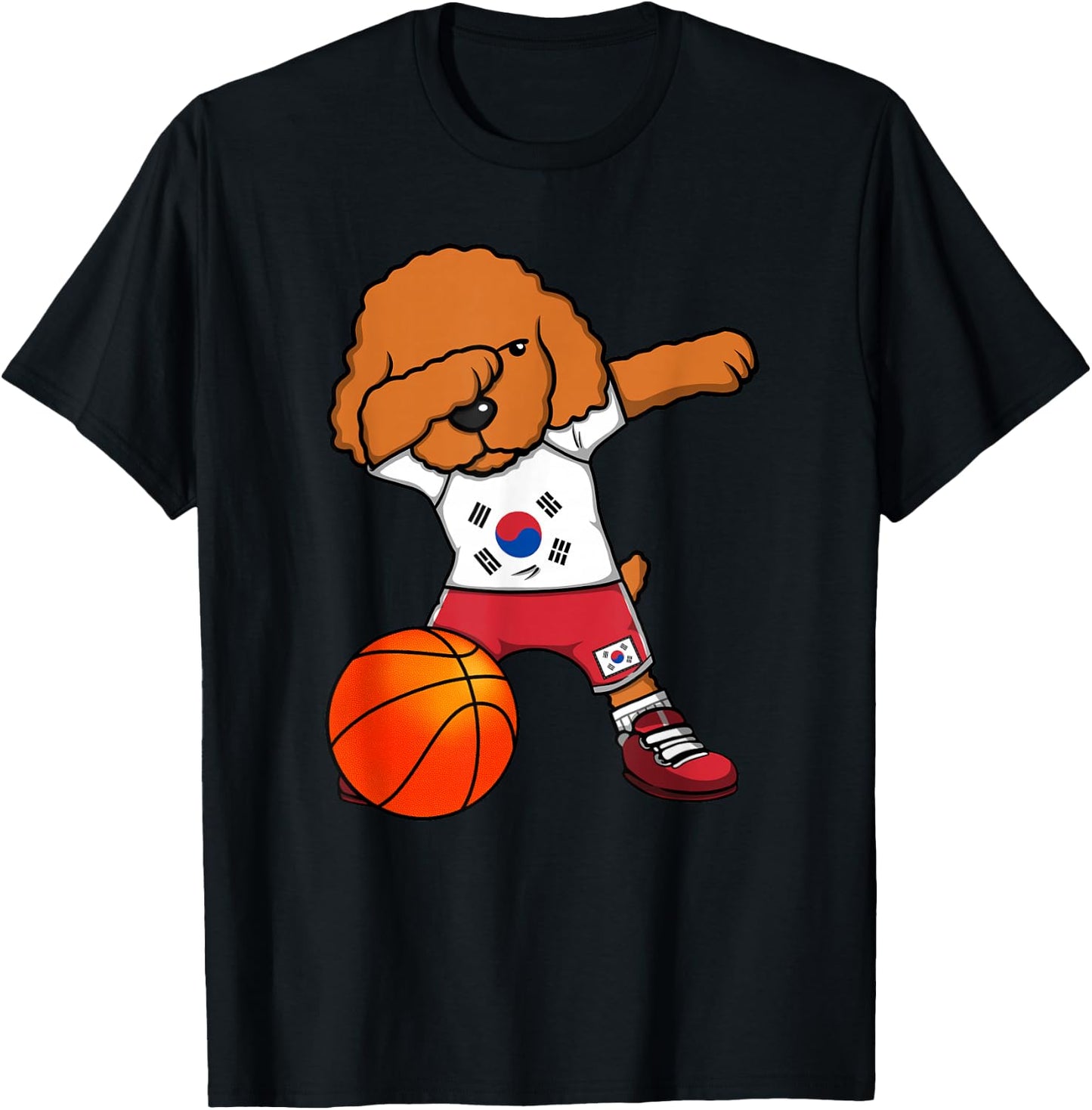 Dabbing Poodle South Korea Jersey Korean Basketball Fans T-Shirt - T-Shirt | Black