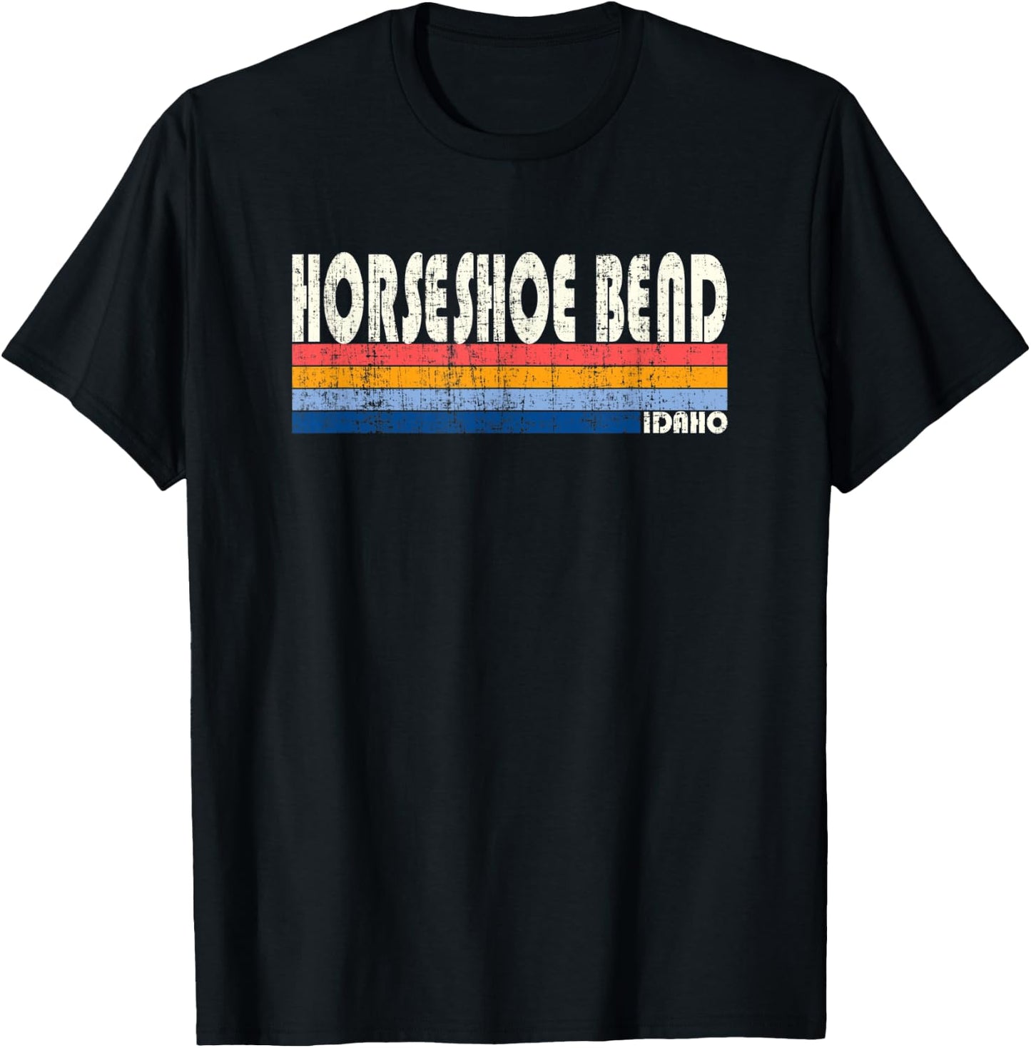 Retro Vintage 70s 80s Style Horseshoe Bend, ID T-Shirt - T-Shirt | Black