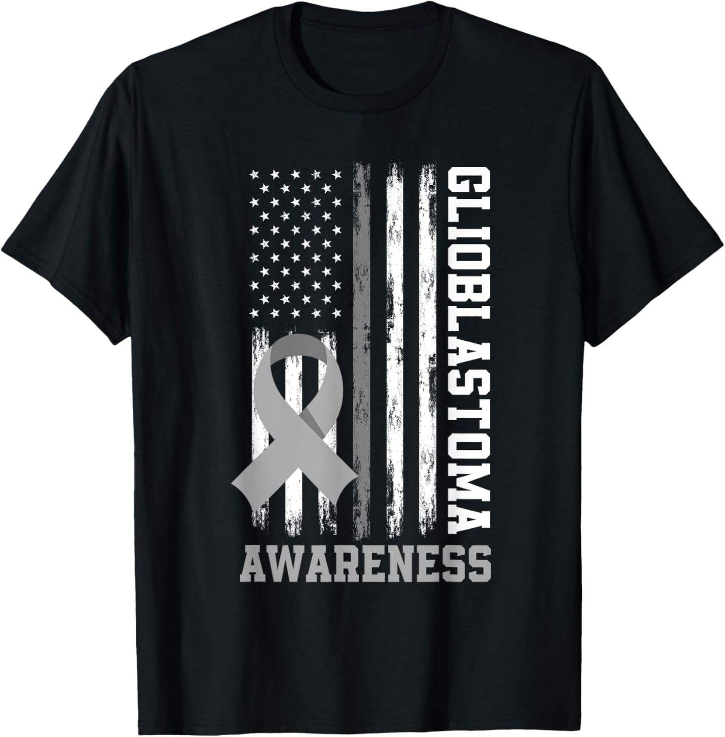 Patriotic US Flag Glioblastoma Awareness T-Shirt - T-Shirt | Black