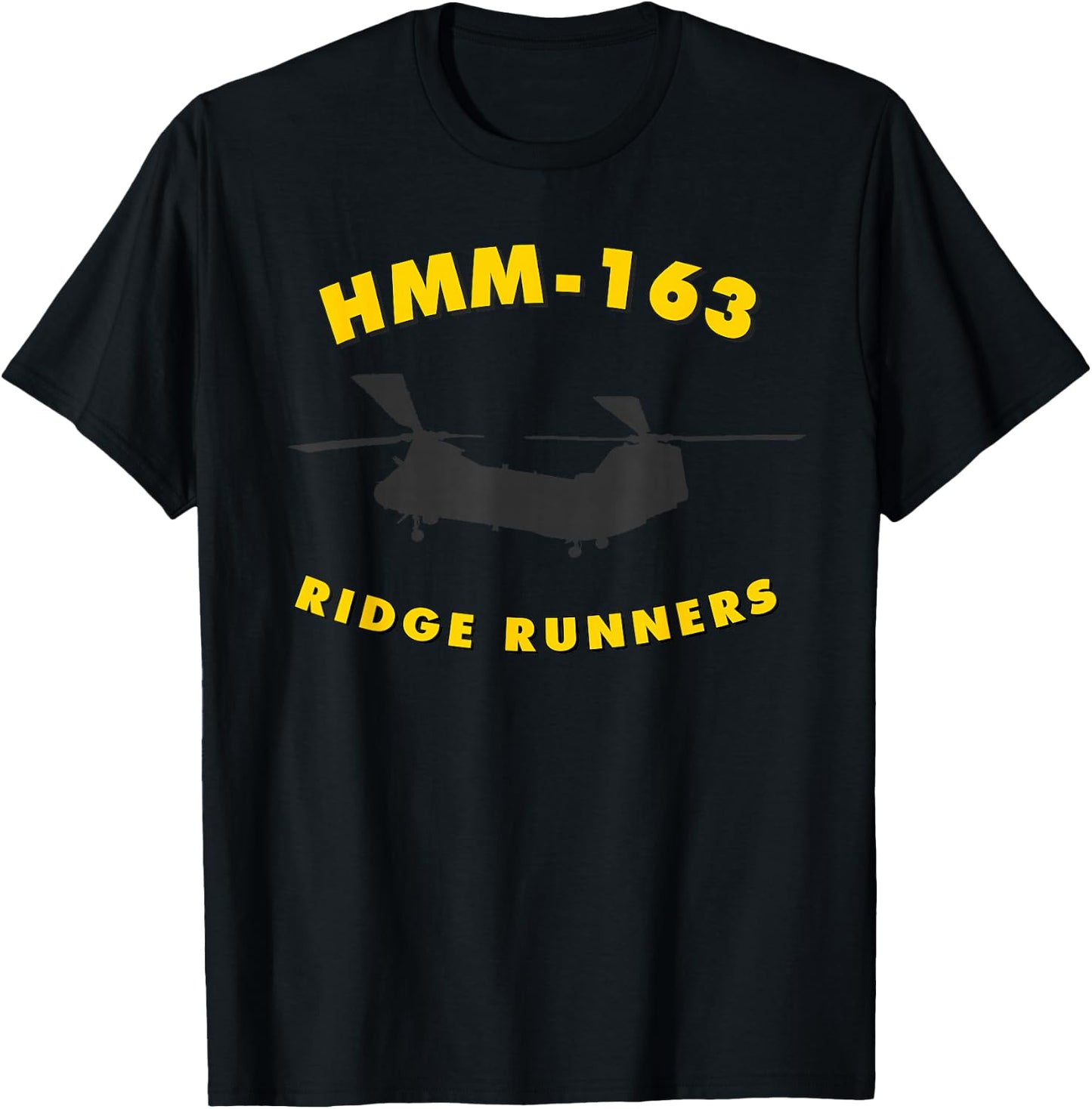 HMM-163 Helicopter Squadron CH-46 Sea Knight T-Shirt - T-Shirt | Black