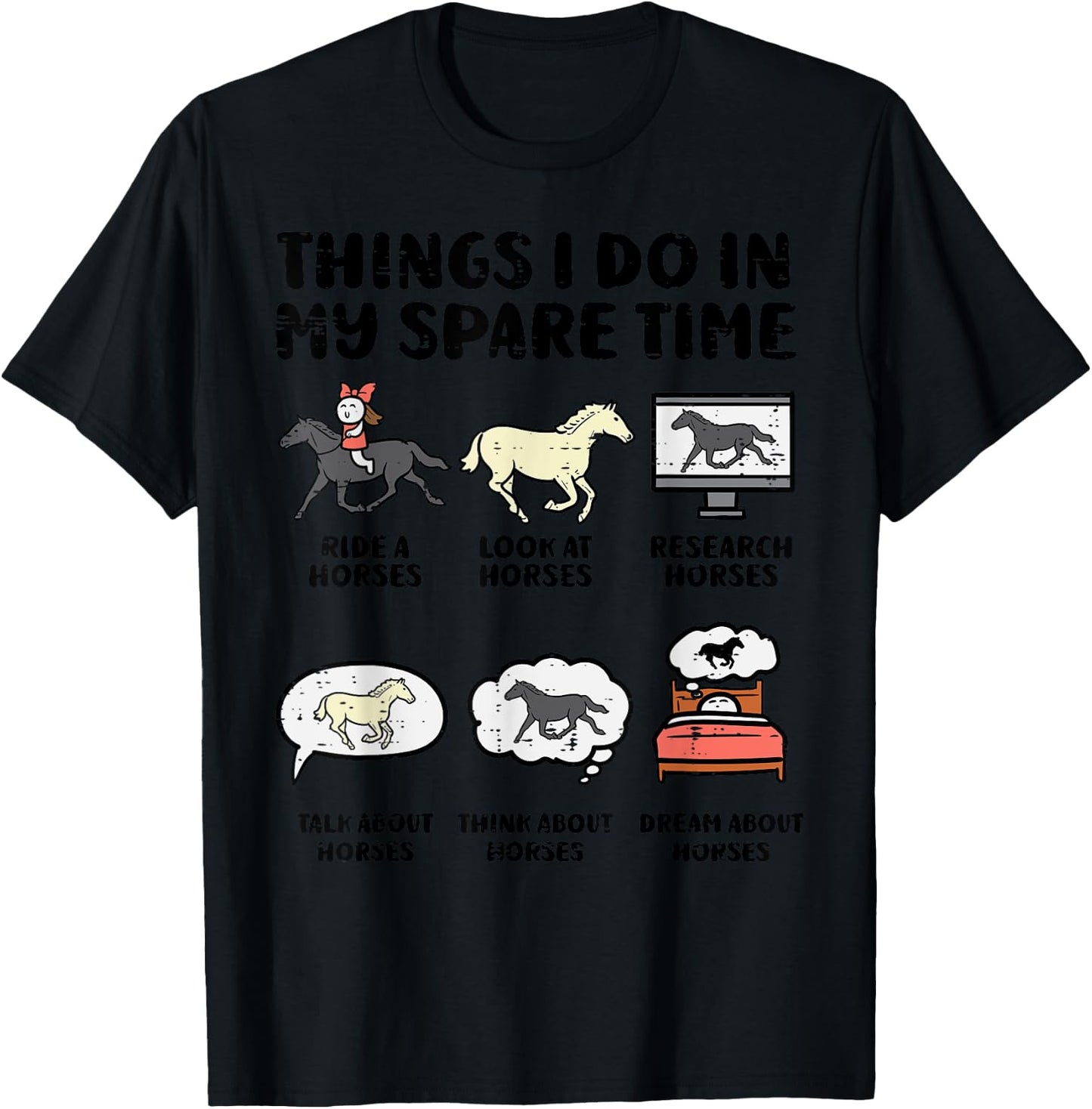 Things I Do My Spare Time Horse Funny Equestrian Men Women T-Shirt - T-Shirt | Black